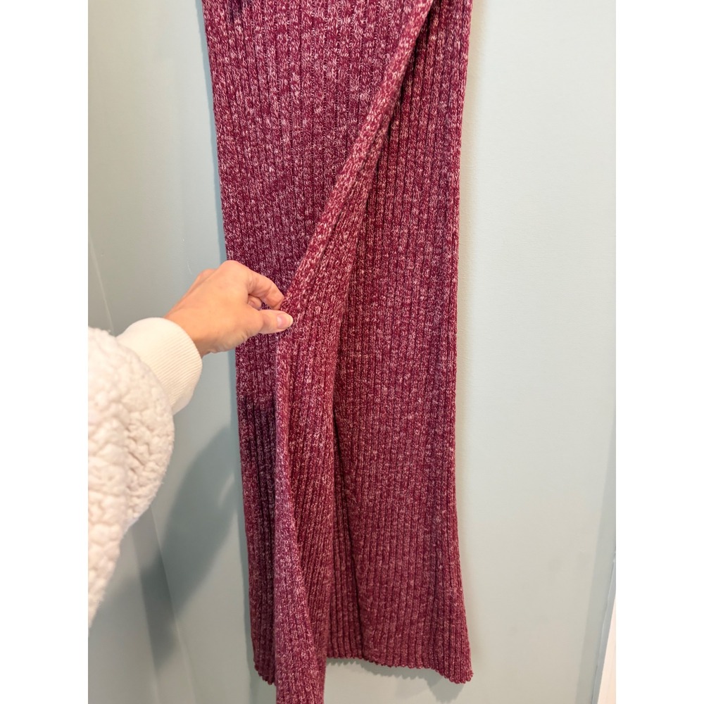 Free People Ribbed Knit Maxi Skirt Burgundy Marl Cotton Blend Size S New - Picture 6 of 9